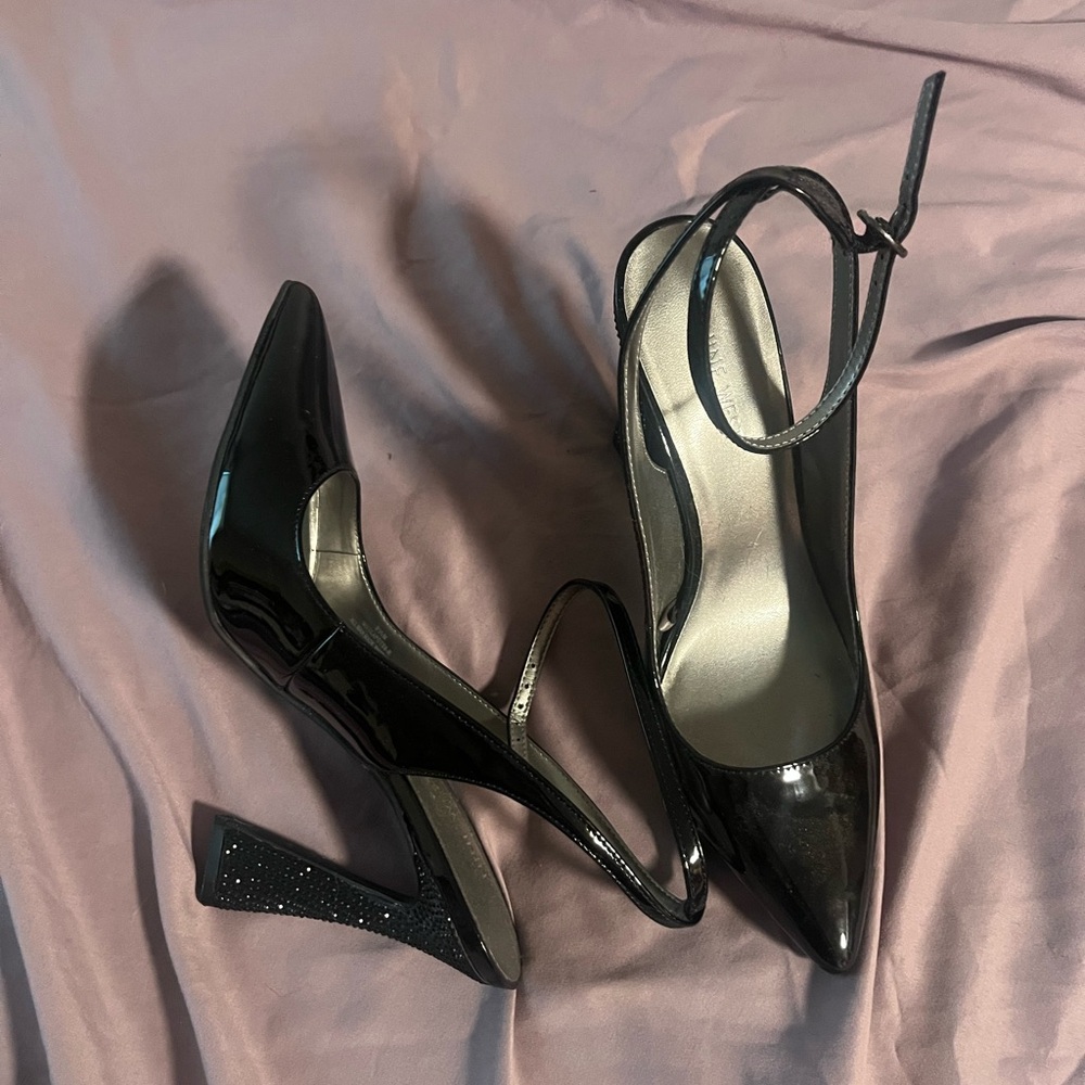 Elegant Black Women's Rhinestone Heels